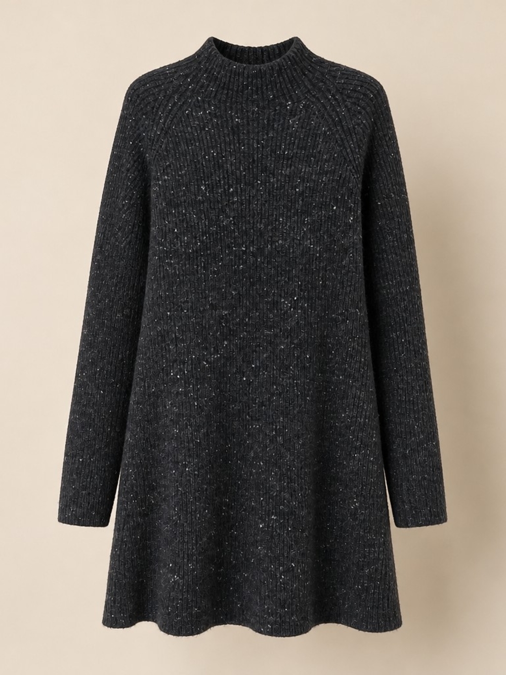 Madewell Charcoal Grey Donegal Speckled Mock Neck Sweater Dress